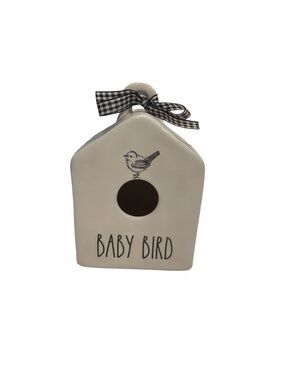 Rae Dunn White Ceramic 'BABY BIRD' House with Black Accents